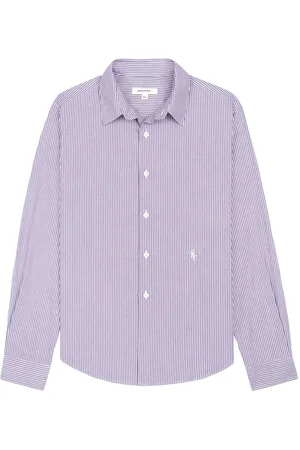 Sporty & Rich Logo-embroidered striped cotton shirt