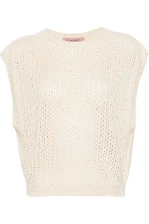 Twin-Set Sequined open-knit top