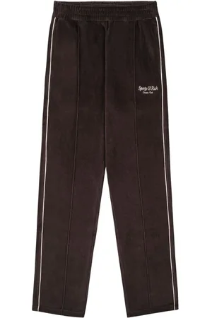 Sporty & Rich Script-logo velour track pants