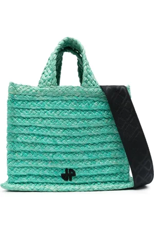 Patou Small JP raffia tote bag