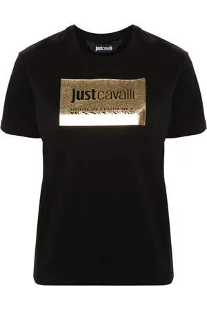 Roberto Cavalli Metallic-logo cotton T-shirt