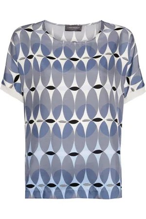 LORENA ANTONIAZZI Geometric-print silk T-shirt