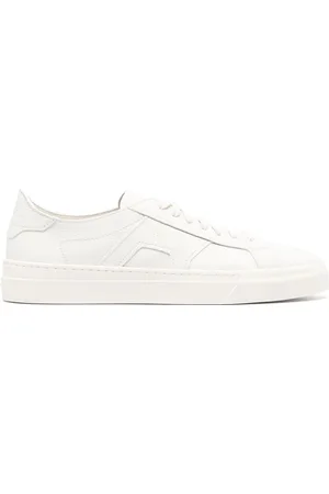 santoni Logo-print leather sneakers