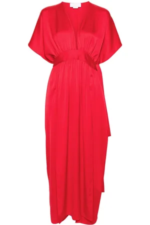 GENNY V-neck satin maxi dress