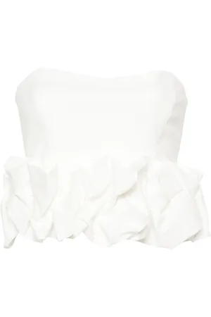 GENNY Ruched-appliqué strapless blouse