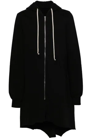Rick Owens Asymmetric cotton zipped hoodie