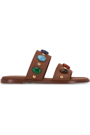 Gianvito Rossi Embellished flat leather sandals