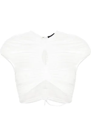 MUGLER Cropped mesh T-shirt