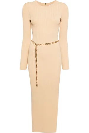 Michael Kors Chain-belt ribbed-knit midi dress