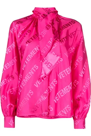 Vetements Logo-jacquard tie-neck shirt