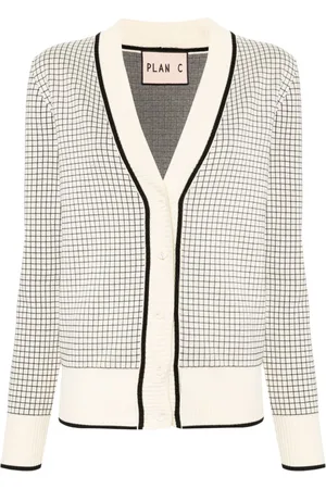 Plan C Strickjacke windowpane-jacquard cardigan