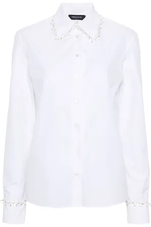 Fabiana Filippi Beaded-trim poplin shirt