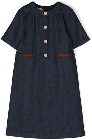 Gucci Web-detailed mini denim dress