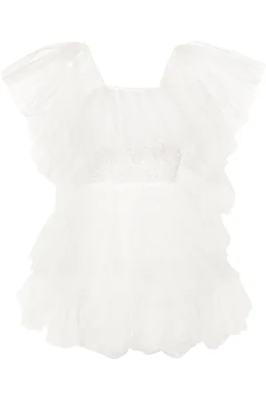 LOULOU Floral-embroidered tulle minidress