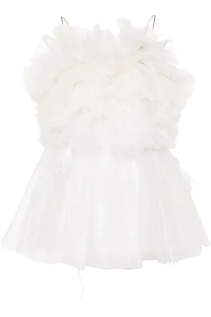 LOULOU Round-neck ruffled minidress