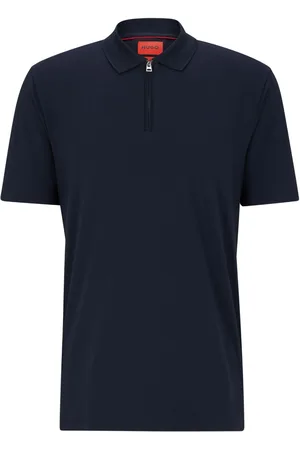 HUGO BOSS Zip-up short-sleeve piqué polo shirt