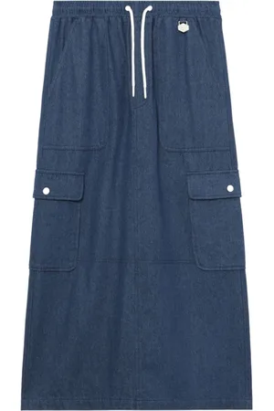 Chocoolate Elasticated-waist denim midi skirt