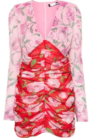 ROTATE Floral-print sequined mini dress