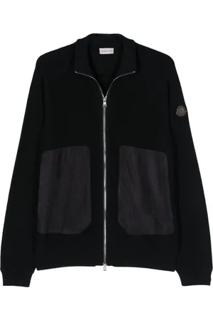 Moncler Suede-panels cotton-blend cardigan