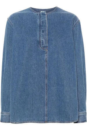 Totême Collarless denim shirt