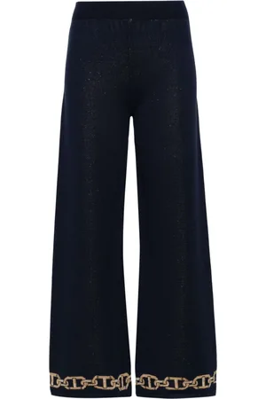 Twin-Set Intarsia-knit straight trousers