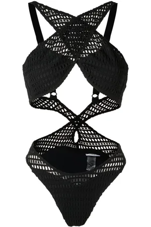 AMIR SLAMA Open-knit crossover-straps one-piece