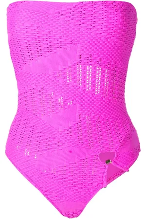 AMIR SLAMA Open-knit bandeau one-piece