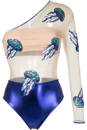 Brigitte Sequin-embellished metallic one-piece