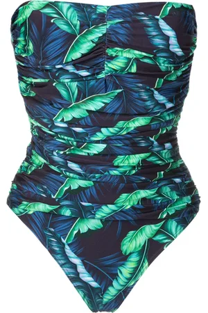 Lygia & Nanny Melissa ruched leaf-print swimsuit