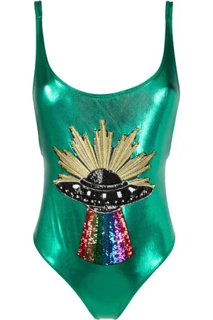 Brigitte Sequin-embellished metallic one-piece