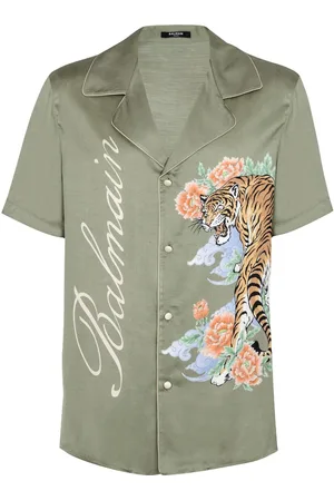 Balmain Tiger-print satin shirt