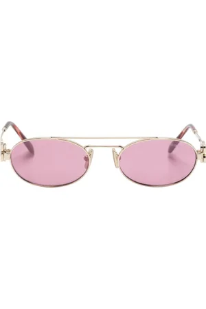 Miu Miu Logo-lettering oval-frame sunglasses