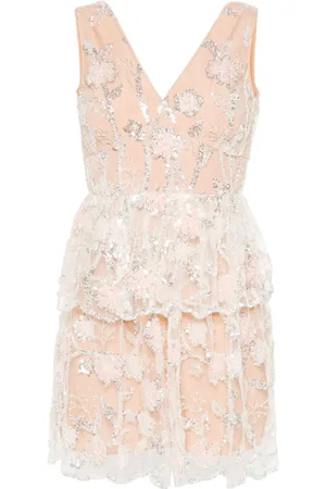 Self-Portrait Sequined lace mini dress