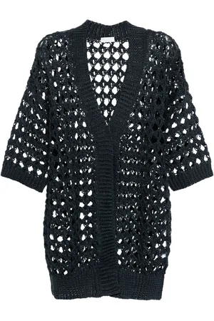 Brunello Cucinelli Open-knit midi cardi-coat