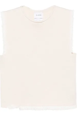 Barrie Frayed-detailing knitted top