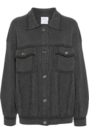 Barrie Contrast-stitching denim-effect jacket