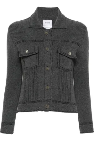 Barrie Contrast-stitch knitted jacket