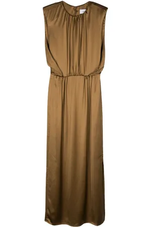 YVES SALOMON Pleat-detail satin dress