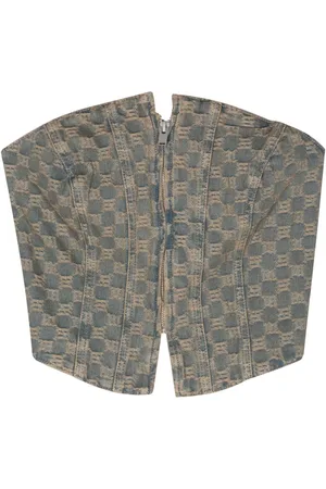 MISBHV Monogram-jacquard denim corset top