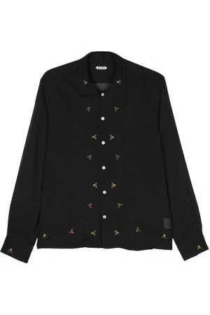 BODE Beaded Framboise semi-sheer shirt