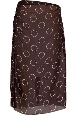 Prada Dot-print georgette pencil skirt
