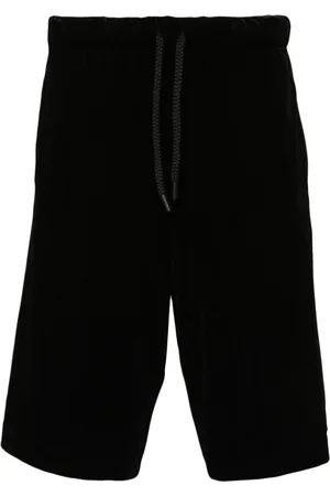 VERSACE Logo-patch velvet shorts