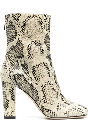 PARIS TEXAS Python-effect 100mm ankle boots