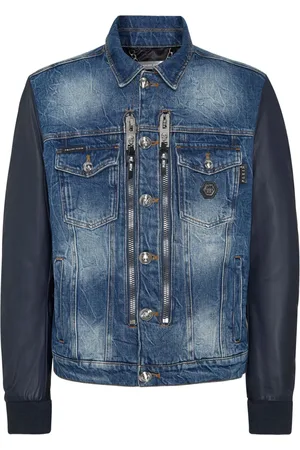 Philipp Plein Logo-appliqué panelled denim jacket