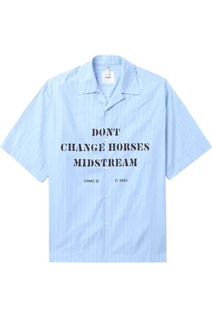 OAMC Striped slogan-print shirt