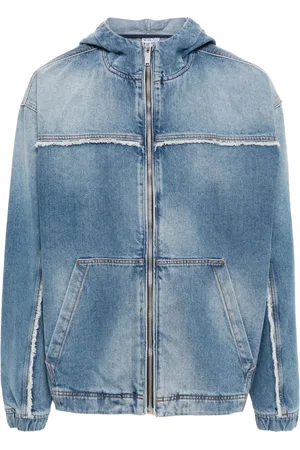 MARCELO BURLON Fringed denim hooded jacket