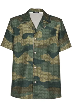 Balmain Camouflage monogram shantung shirt