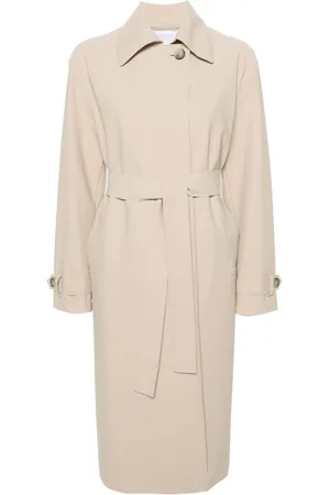 Harris Wharf London Spread-collar belted trench coat