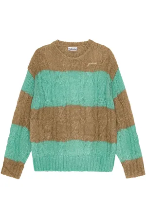 Ganni Striped cable-knit jumper