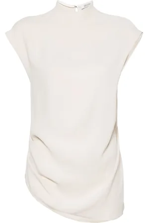 Gauchere Crepe asymmetric sleeveless blouse